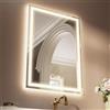 GANPE Specchio con sensore a LED, specchio a induzione a forma di onda a mano, con blutooth, dimmerabile e anti appannamento, IP44, impermeabile, da parete (50_x_70_cm)