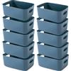 EURXLQ Cestini Portaoggetti Plastica Scatole Organizer con Manici,Contenitori per Armadio,Contenitore Plastica,Organizer Portaoggetti per Cucina Bagno Cosmetici (Blu, 20×14.7×7cm/10 Pack)
