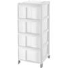 Sicignano Casalinghi Ingrosso Casalinghi Sicignano | Cassettiera a 4 Cassetti con Piedini e Ruote, Polipropilene, Linea Bambù - Design Moderno, Ideale per Casa e Ufficio - 38.5x39.5x86h cm, Colore Bianco, Made in Italy