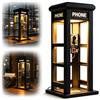 Generic Retro telefono cabina da tavolo, mini telefono cabina accento vintage, LED caldo, stile classico, per camera da letto, ufficio a casa, decorazione bar (nero)