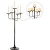 Sziqiqi Portacandele Candelabri Nero Grandi: Candelabro da Terra Alto 122 cm a 5 Braccia per Colonna Candelieri - Gotico Candelabri per Soggiorno Sala da Pranzo Halloween Natale Compleanno Feste