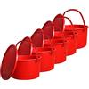 Mig Secchio di plastica con coperchio secchio per sabbia da cucina in plastica flessibile resistente - resistente ai danni meccanici - capacità 4L - 5 pezzi rosso