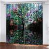 BYTUGI Tenda Oscurante Finestra Con Occhielli 3D Alberi Colorati Astratti Motivo Tende Oscuranti 2 Pannelli Per Camera Da Letto Soggiorno Cucina Decorazione Da Finestre Termica Isolante L 264 X A 240 cm