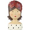 ETC Baden Import Ladykopf - Testa decorativa da donna, con vestito a pois e interessante cappello di fiore