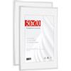 HIMEETIME® 2x Cornice per foto,50x70 cm,Alluminio Metallo argentata,Passepartout 40x50cm,Cornice 50x70cm Grande per Foto Disegni,Solo per Espositore a Parete