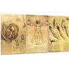 ConKrea Quadro Moderno Gigante su Tela Canvas - Arte - Leonardo da Vinci Ritratto - Uomo Vitruviano - Medicina Anatomia Scheletro -100x50cm (cod.1206)