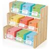 THYGIFTREE Organizer per bustine di tè a 3 ripiani, in legno massello, per cucina, ufficio, piano di lavoro, dispensa, bustina di tè, caffè, pacchetti di zucchero, porta creme