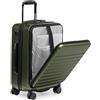 Traveler's Choice Borsa a mano con tasca frontale in policarbonato Hardside Spinner Carry-on, verde, 55,9 cm, tasca frontale in policarbonato Hardside Spinner bagaglio a mano, Verde, Carry-On 22-Inch,