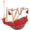 Tartancity Mini cornamusa scozzese per bambini, realizzata a mano, in legno di palissandro di palissandro, cornamusa tradizionale per principianti (Royal Stewart con cordino)