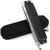 YDVGERTH Armonica A Bocca Professionale Armonica Cromatica 16 Fori 64 Toni In Acciaio Inossidabile Nero Chiave Di Do Strumento Musicale