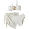 Generico Costume da Bagno da Bambina a 3 Pezzi a Maniche Lunghe con Protezione Anti-Rash con Slip Bikini e Gonna per Sole Piscina e Spiaggia Comodo