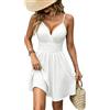 LIAMERHE Abito Estivo Donna Corto Scollo a V e Spalline Sottili Elegante Vestito Sexy A-Line Vita Alta Vestiti Casual Vestito Estivi Senza Maniche per Spiaggia Festa Party Sera Vacanze Bordeaux S