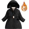 Generisch Giubbino invernale per bambini In Lungo Plus Ispessimento Stile Estero Femminile Moda Piumino Giacca Imbottita Inverno Maglione Donna Senza Caldo, Nero , 7-8 Jahre