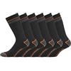 BLACK+DECKER Calze Lavoro Uomo Resistente, Calzini Uomo in rete traspirante, tacchi e punte rinforzate (set di 6), Nero, Taglie 43/46