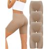 VOENXE Mutande Boxer da Donna Pantaloncini Sottogonna Donna Culotte Cotone Antisfregamento Leggings Corti Culotte Slip Donna Mezza Gamba Cotone Sport Hot Pant Vita Alta Senza Cuciture Pacco da 4
