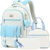 LIGUL Zaino scuola per ragazze e donne 39,6 cm (15,6 pollici), zaino per computer portatile, college, borsa per libri, carino per bambini, scuola elementare, scuola media, borsa per la scuola con set lunch
