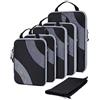 BAGSMART Set di 6 cubi da imballaggio, set di borse organizer a compressione, include borsa extra large, grande, media, piccola, lavanderia e scarpe, nero