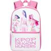 Get Trend Huntrix Kpop Demon Hunters Zaino Bambina con Spallacci Regolabili, Zainetto Scuola, Sport e Viaggio, Anime Regalo Bambina (Rosa/Bianco)