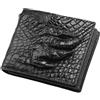 Alice Fan Portafoglio da uomo in vera pelle di coccodrillo di lusso, portafoglio bifold in pelle di coccodrillo, portafoglio corto da uomo (artiglio nero)