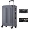 YONSLY Valigia da Viaggio con Lucchetto TSA e Cerniera YKK, Guscio Rigido, 4 Ruote a 376°, Lucchetto a Combinazione, Maniglia Telescopica (Grigio, XL)