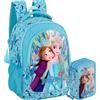 Clondo Set Scuola 2 Pezzi Per Frozen Fan Zaino Scuola Elementare Bambina 43cm Ergonomico + Astuccio 3 Scomparti Completo (46 Accessori) | School Pack Personaggi