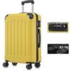 YONSLY Valigia da Viaggio con Lucchetto TSA e Cerniera YKK, Guscio Rigido, 4 Ruote a 393°, Lucchetto a Combinazione, Maniglia Telescopica (Giallo, L)