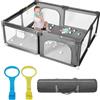 dearlomum Box per bambini, extra large, area giochi per bambini piccoli, sicura per interni ed esterni, con base antiscivolo, facile da montare e riporre, senza BPA, (150 x 180 x 66 cm, grigio)