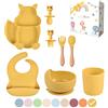 TudoBem Set Pappa Svezzamento 8 Pezzi - 1 piatto svezzamento con Ventosa, 1 Bavaglini Neonato, 1 Ciotola Antiscivolo, 2 Posate Bambini, 1 Cucchiaino Svezzamento, 1 Bicchiere Neonato 6 Mesi Prima Pappa
