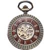TREEWETO Orologio da tasca unisex in legno con catena analogica a carica manuale, scheletro numeri romani (Holz066), Bronze066, Classico