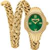 Just Cavalli Signature Snake Twined - Orologio da polso da donna al quarzo Moda bracciale e cassa in Acciaio INOX di colore Oro display analogico verde - JC1L305M0035