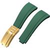 ROUHO 20mm Cinturino Orologio Morbida Gomma Siliconica - Chiusura Deployante Regolabile per Rolex Daytona GMT Yacht-Master-Verde + Oro Fibbia