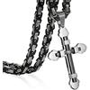 JewelryWe Gioielli Collana da Uomo con Pendente Ciondolo Croce in Acciaio inossidabile Colore Argento Oro Nero