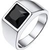 FindChic Anello Sigillo Uomo con Pietra Nera da 8mm Anello Uomo Acciaio Inossidabile Anello Uomo con Pietra Nera Taglia 25 Anello Acciaio Uomo Confezione Regalo Regalo per Padre Fidanzato