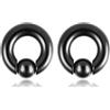 Gualiy 2 Pezzo Dilatatore Donna Lobo, Tunnel Piercing Orecchio Acciaio inossidabile Anello da 8 mm con Sfera Orecchini Dilatatore Uomo, Nero