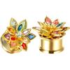 COOEAR Coltello per orecchie in acciaio inox, tunnel di carne, Scew Back Black Rose Flower Plugs, upgrade Expander orecchini barella., 00g(10mm), Acciaio inossidabile
