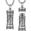 HZMAN Ciondolo tibetano buddismo meditazione in acciaio inox commemorativo ceneri cremazione pillola cilindro contenitore collana ciondolo gioielli regalo, 1.5 cm x 4.0 cm, Acciaio inossidabile, Non