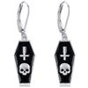 HUKKUN Orecchini bara in argento sterling con teschio gotico, orecchini a croce capovolti, gioielli gotici di Halloween per le donne