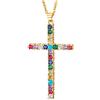 COOLSTEELANDBEYOND Zirconi Croce Ciondolo, Collana con Pendente Croce da Donna, Acciaio, Regolabile Corda Catena, Unico
