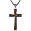 REDSUN Grande collana a croce nera in argento sterling 925 con intarsio in ebano, ciondolo dichiarato, gioiello unisex, uomini e donne, unisex, in legno intarsiato 22+2 pollici