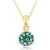 PAKORIO Collana pendente solitaria moissanite rotonda classica elegante donna, 1ct/2ct VVS1, placcata oro 14K, ipoallergenica, catena regolabile 40-45cm, anti-ossidazione, regalo(Verde acqua,1ct)