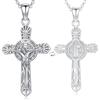 HUKKUN Collana con medaglia di San Benedetto in argento Sterling con San Benedetto Crocifisso gioielli cattolici regali per uomini, Argento sterling, Nessuna pietra preziosa