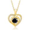 PAKORIO Collana doppio cuore moissanite placcata oro 14K, 0,5ct/1ct VVS1, ipoallergenica, catena regolabile, anti-ossidazione, regalo donna(Nero,0.5CT)
