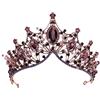 Willoo Corona Barocco, Tiara Corona Di Cristallo Con Strass, Diadema Con Strass per Matrimoni, Feste Da Ballo, Concorsi Bellezza, Feste Compleanno (Antico Rosso Rame Viola)