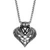 Cupimatch - Collana con ciondolo a forma di cuore con ciondolo a forma di testa di lupo con amuleto celtico, 55,9 cm