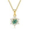PAKORIO Collana fiocco di neve moissanite elegante e delicata donna, 0,5ct VVS1, Minimalista placcata oro 14K, Ipoallergenica, Catena 40-45cm, Anti-ossidazione(Verde acqua)