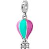 Rosato Charm a Forma di Mongolfiera da Donna Collezione Storie. Gioiello in Argento 925 con placcatura in rodio e zirconi. La referenza è RZ203R