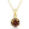 PAKORIO Collana pendente solitaria moissanite rotonda classica elegante donna, 1ct/2ct VVS1, placcata oro 14K, ipoallergenica, catena regolabile 40-45cm, anti-ossidazione, regalo(Marrone,1ct)