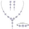 EVER FAITH Set di gioielli da sposa per damigella d'onore con strass di cristallo fiore collana orecchini bracciale da donna tono argento trasparente