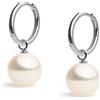 Secret & You Orecchini a cerchio da 16 mm con ciondoli intercambiabili di perle coltivate d'acqua dolce rotonde da 8,5 a 9 mm per donne Secret & You - Argento Sterling 925 rodiato