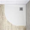 Parama Piatto Doccia Semicircolare in Marmoresina Bianco Antiscivolo Effetto Pietra con Griglia Copripiletta h3cm (Bianco, 80x80)